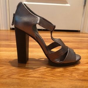 BCBG Silver Heels Size 8